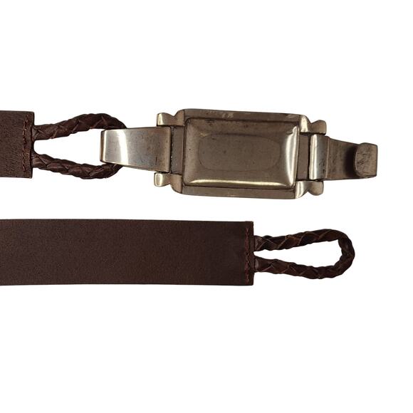 Vintage Olga Santini Brown Leather Statement Belt Silver Western Buckle M main image 10